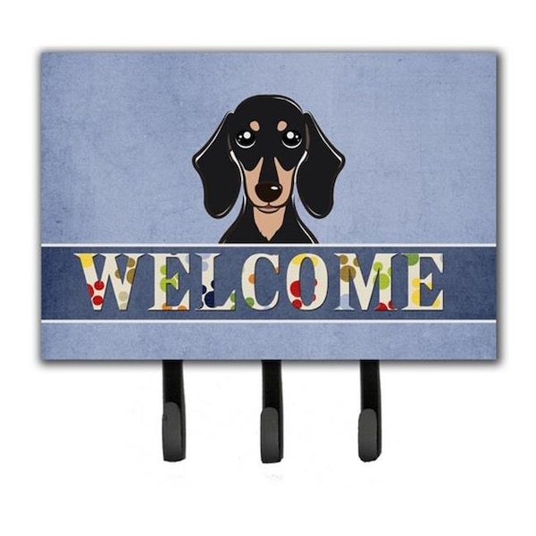 Carolines Treasures Carolines Treasures BB1401TH68 Smooth Black And Tan Dachshund Welcome Leash & Key Holder BB1401TH68 - main